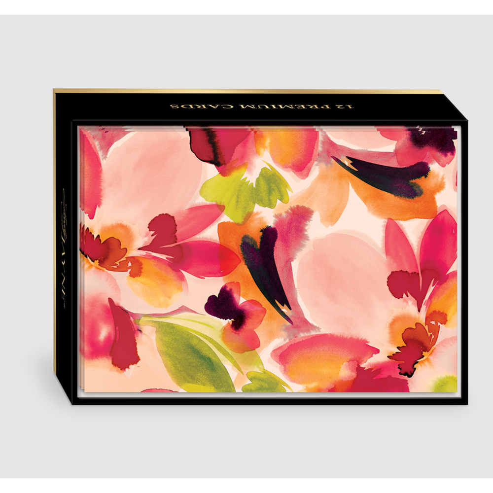 Coral Hazy Florals Boxed Note Cards,  Coral Hazy Florals Boxed Note Cards
