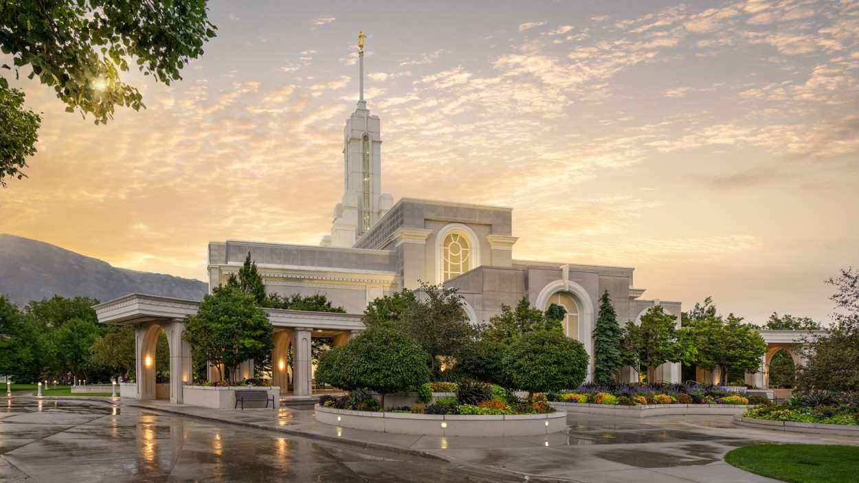 Mt. Timpanogos Utah Temple, Fire of the Covenant Series (25x43 Framed Canvas Print), , large