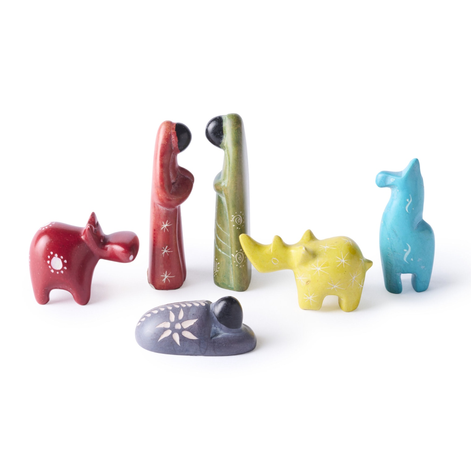 Kenya Soapstone Holy Family with Animals Nativity, , large