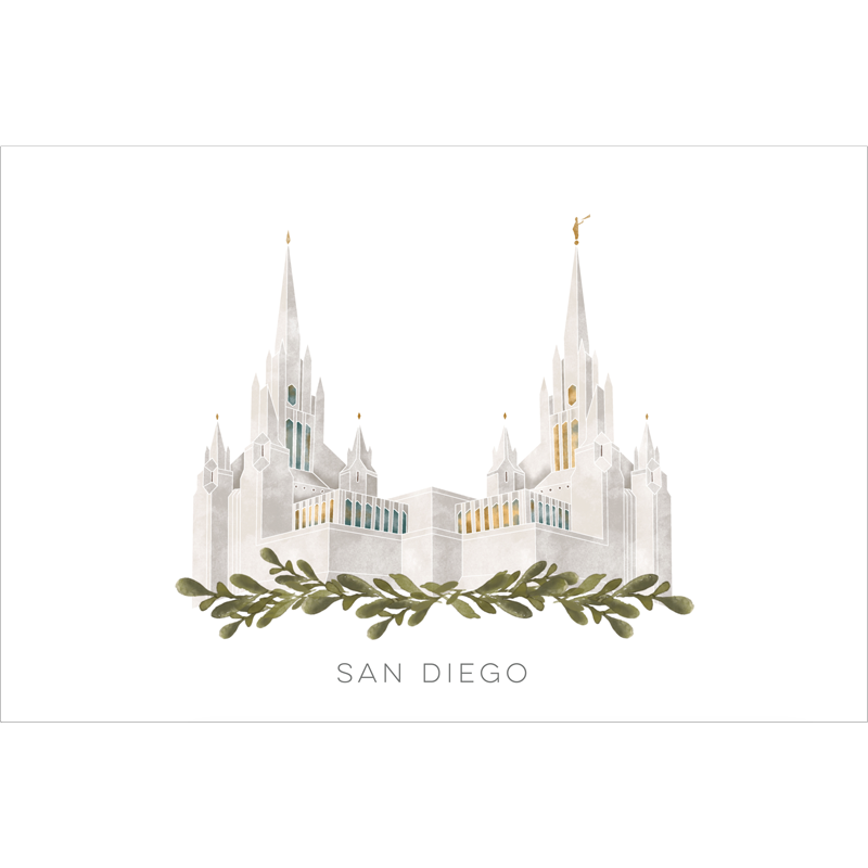 San Diego California Temple (13x16 Framed Paper Print)