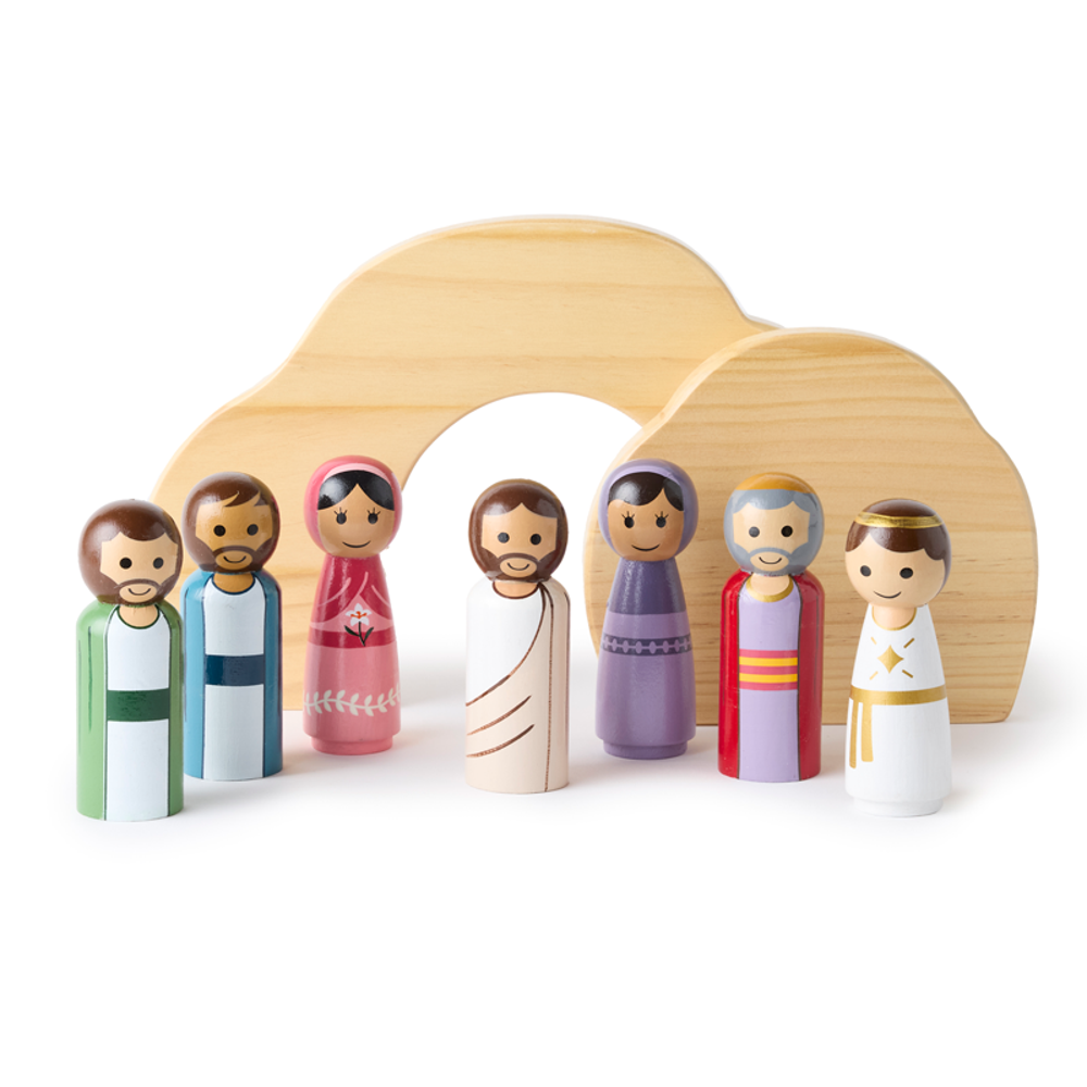 Easter Peg Doll Set with Tomb,  Easter Peg Doll Set with Tomb