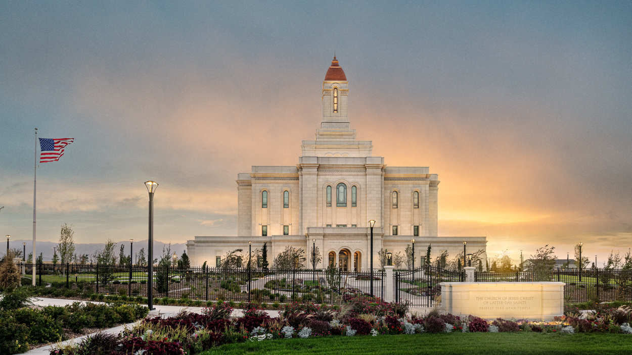 Deseret Peak Utah Temple, Fire of the Covenant Series (25x43 Framed Canvas Print), , large