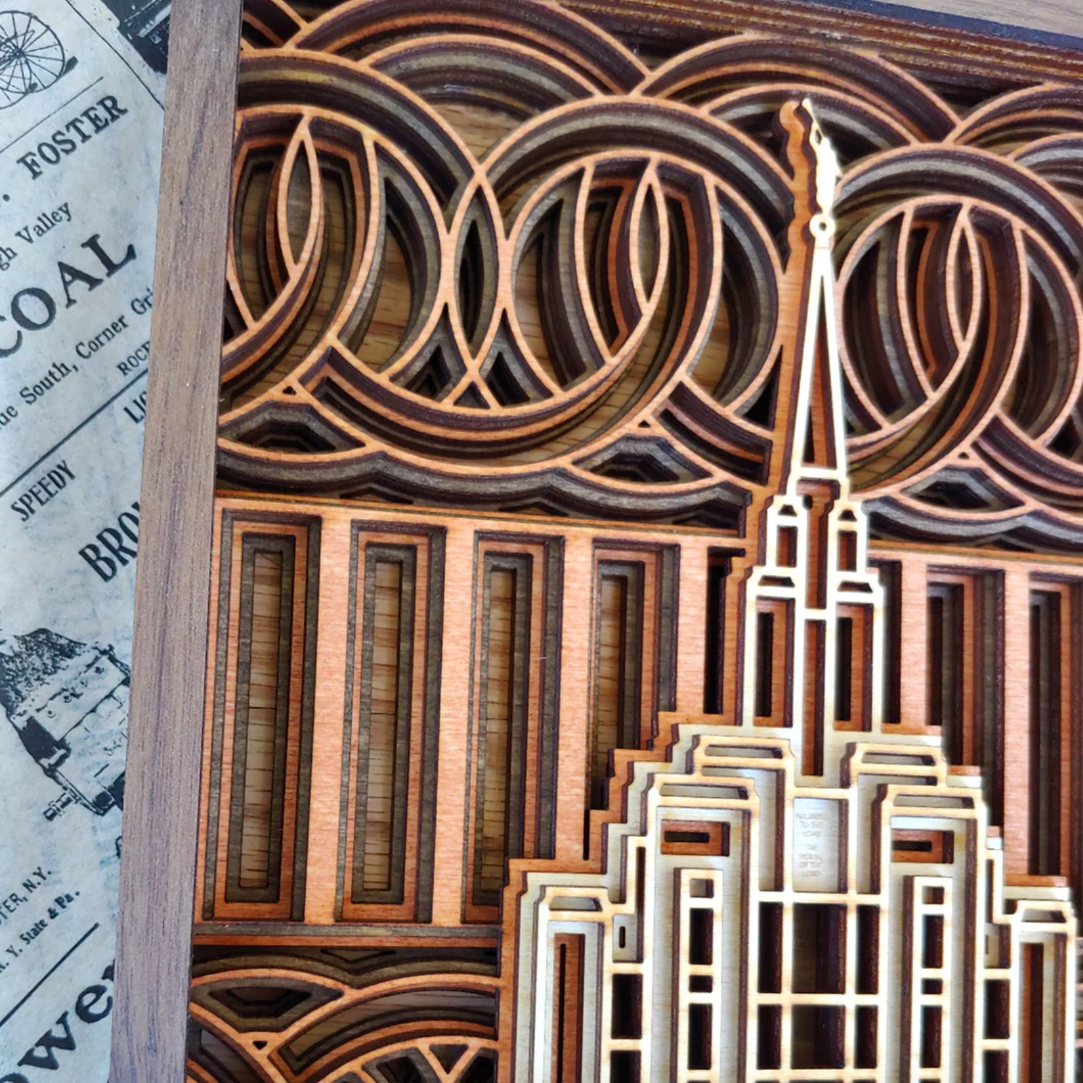 Oquirrh Mountain Utah Temple Layered Wood Plaque, , large