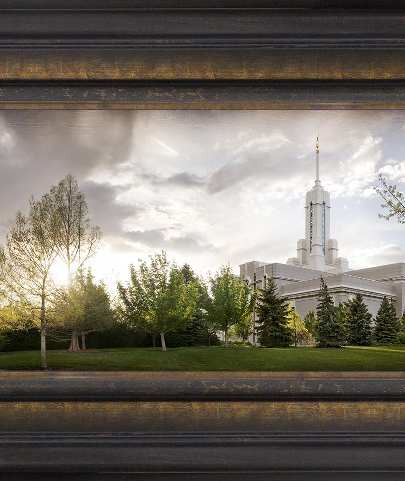 Mt. Timpanogos Temple, the Day Dawn is Breaking (19x48 Canvas Framed Art), , large image number 3