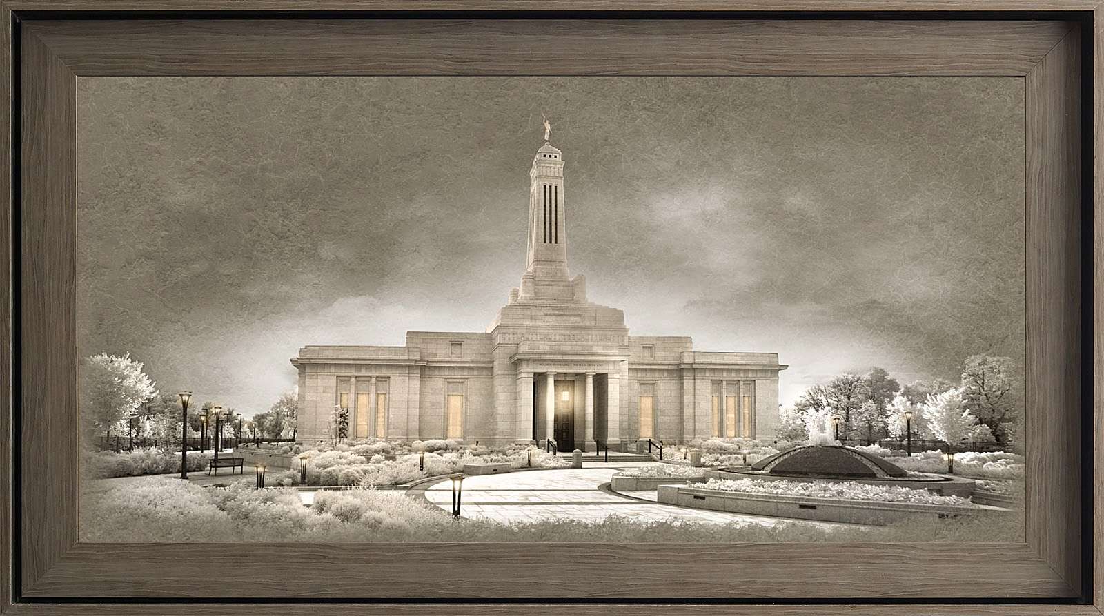 Indianapolis Indiana Temple, Gray Wood (22x39 Framed Textured Paper), , large image number 0