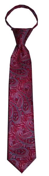 Boys' Red Paisley Zipper Necktie, , large