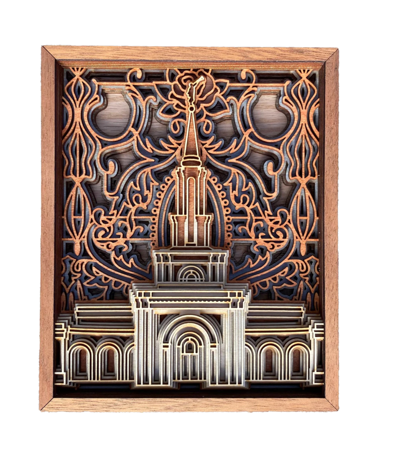 Sacramento California Temple Layered Wood Plaque