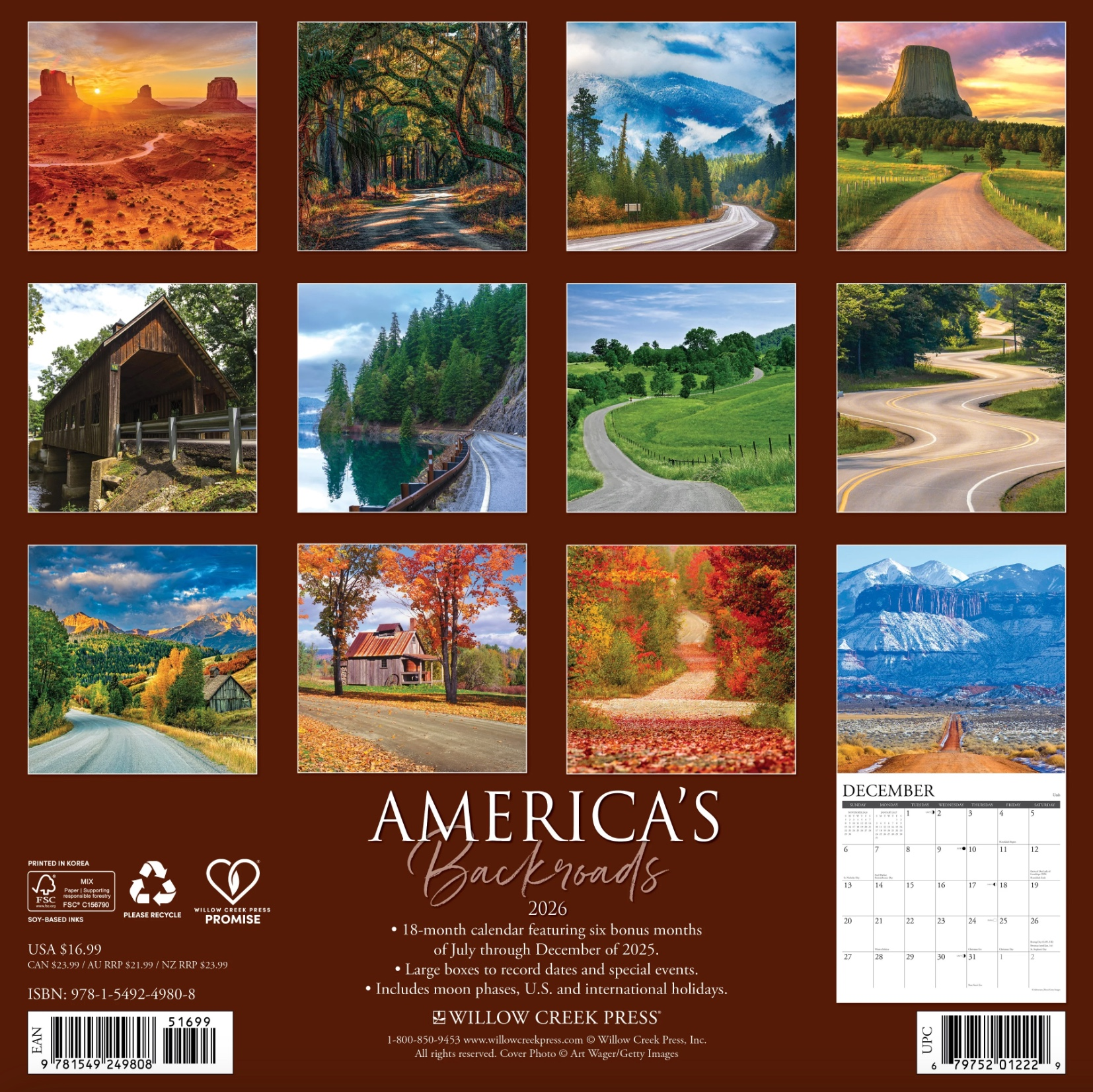 2026 America's Backroads Wall Calendar, , large image number 2