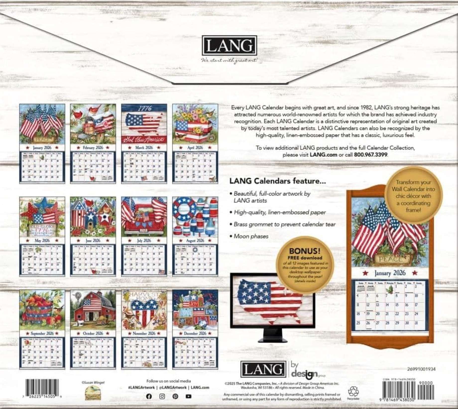 2026 Old Glory Wall Calendar, , large image number 2