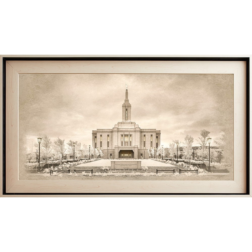 Pocatello Idaho Temple, Light Wood (22x39 Framed Textured Paper), , large image number 0