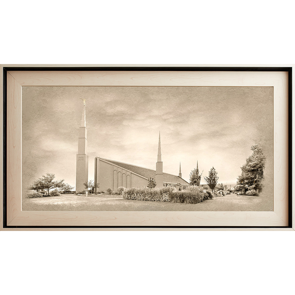 Boise Idaho Temple, Light Wood (22x39 Framed Textured Paper)