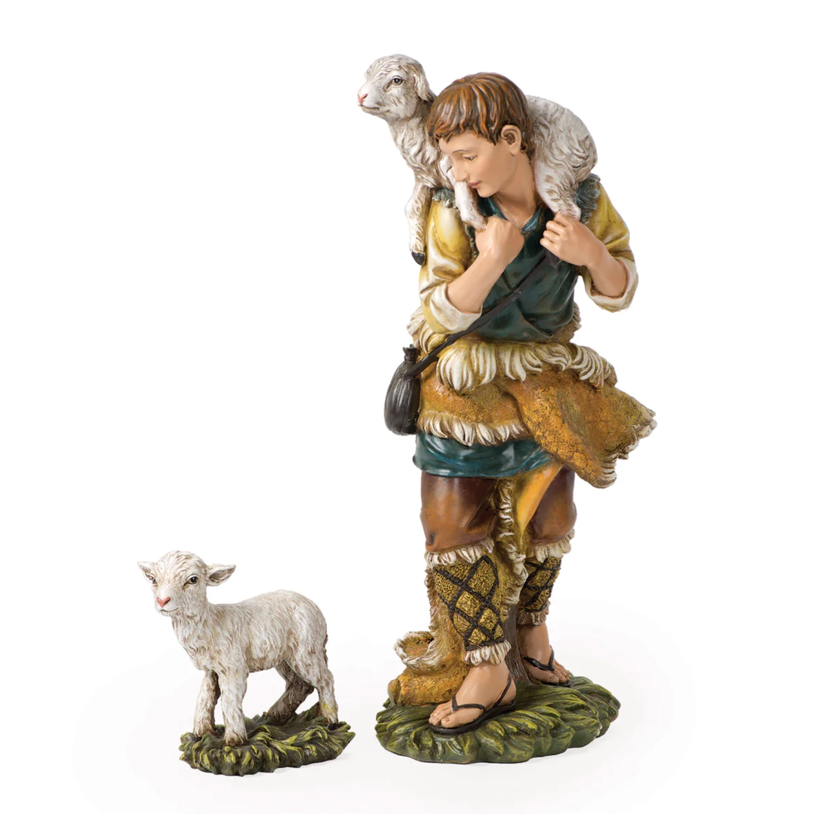 Nativity Devoted Shepherd and Lamb Figures (27" Scale)