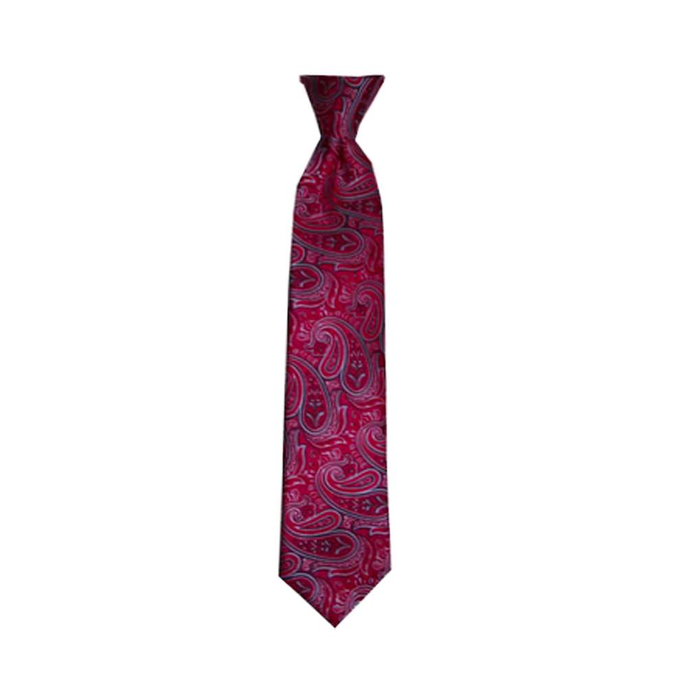 Boys' Red Paisley Zipper Necktie