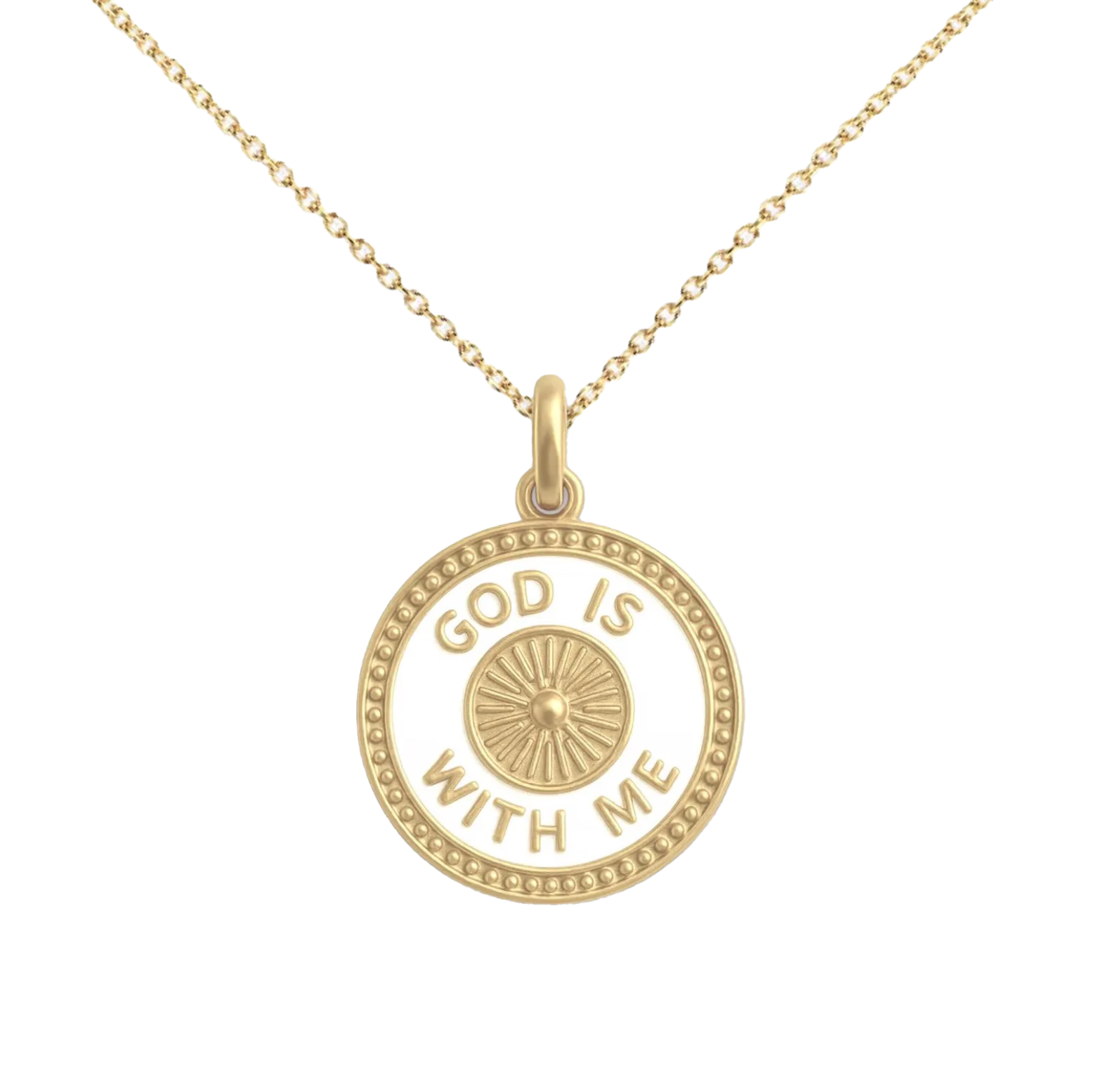 God is With Me Medallion Necklace, , large