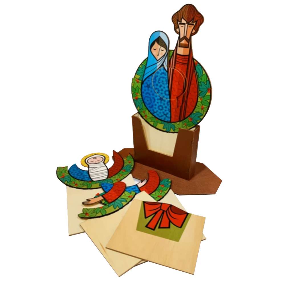 Standing Holy Family Puzzle Wood Nativity, , large image number 1