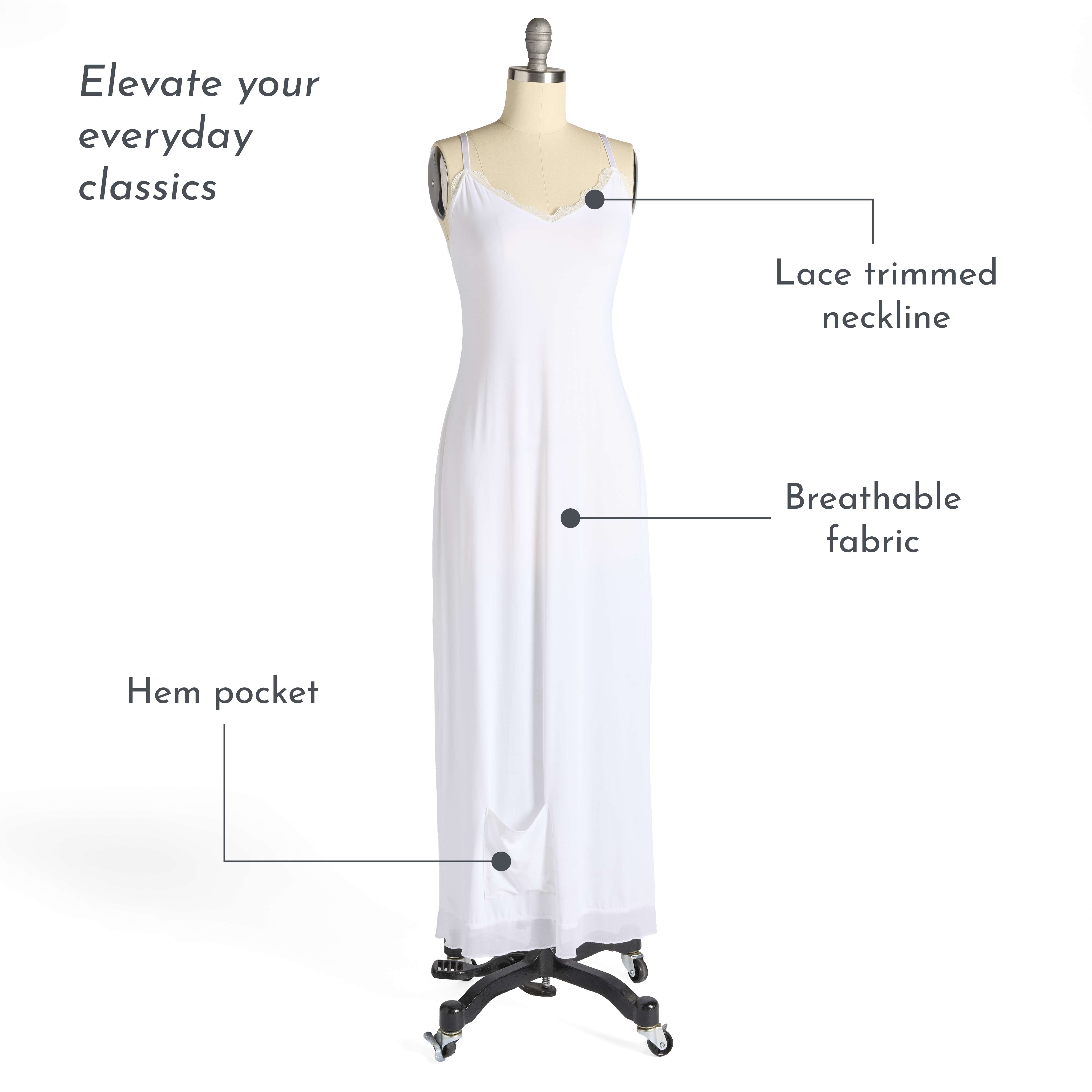 Lace Trim Temple Dress Full Slip , , large image number 4