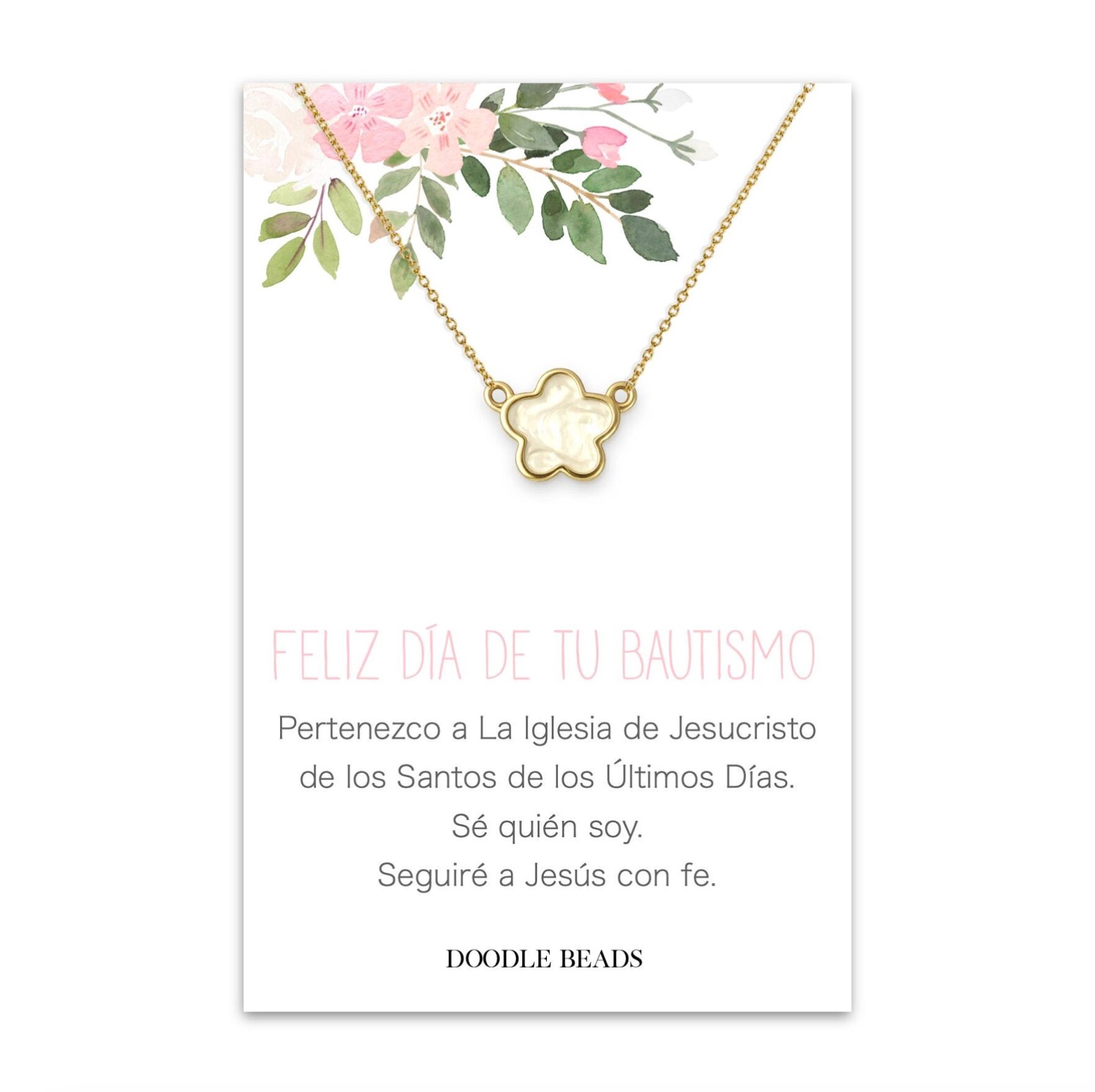 Spanish Happy Baptism Flower Necklace, , large