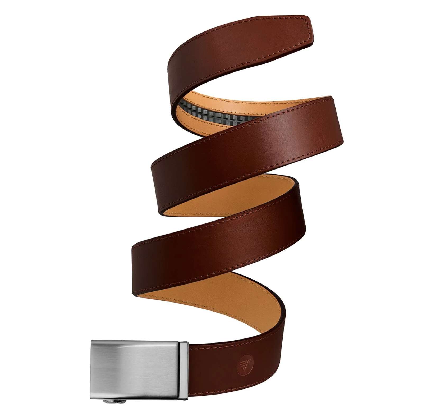 Steel on Brown Italian Leather 40mm Belt