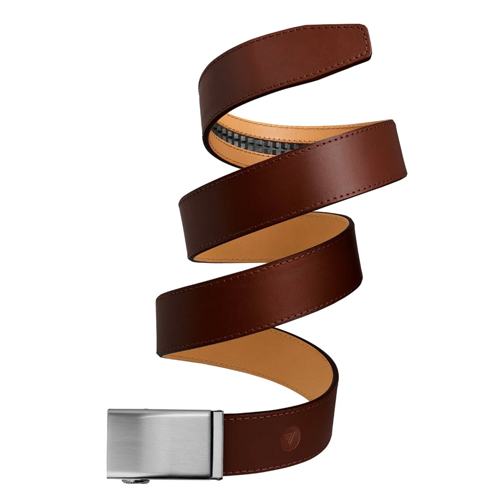 Steel on Brown Italian Leather 40mm Belt,  Steel on Brown Italian Leather 40mm Belt