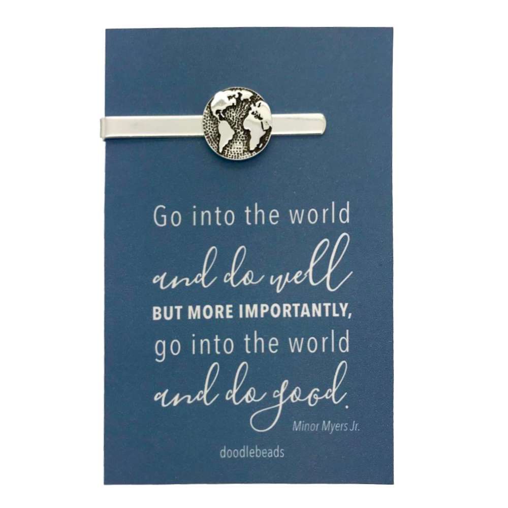Go Into the World Globe Tie Bar