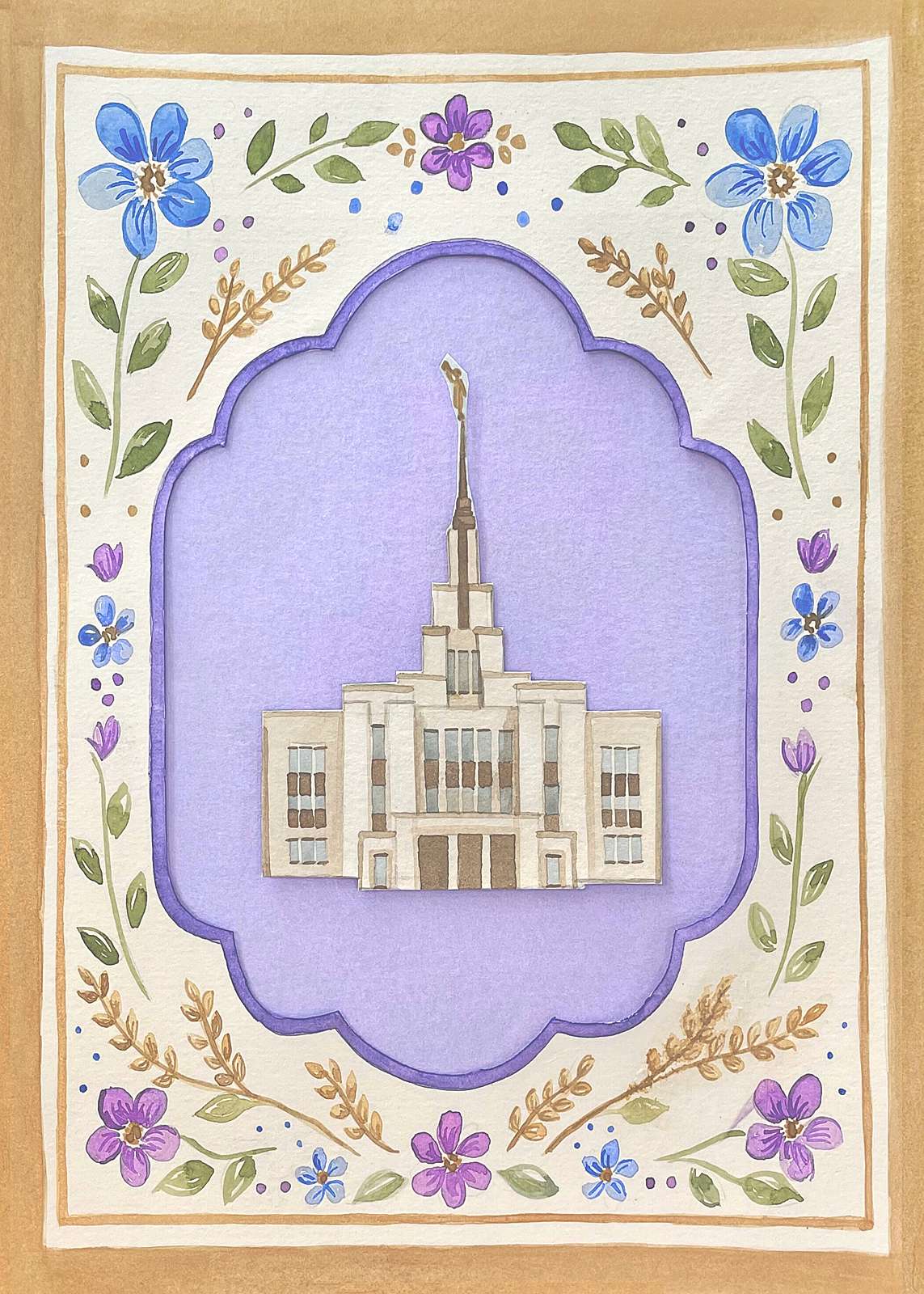 Saratoga Springs Utah Temple Cottagecore Style Print, , large image number 0