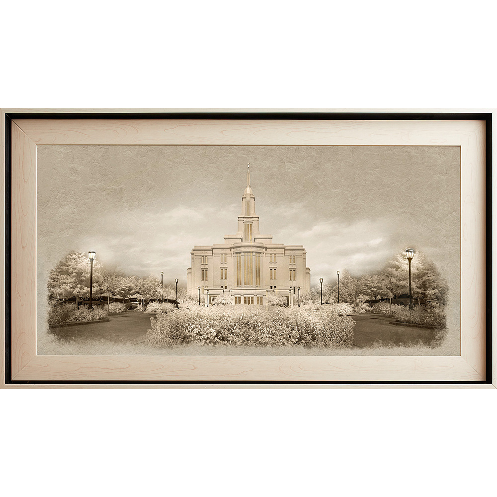 Payson Utah Temple, Light Wood (22x39 Framed Textured Paper)