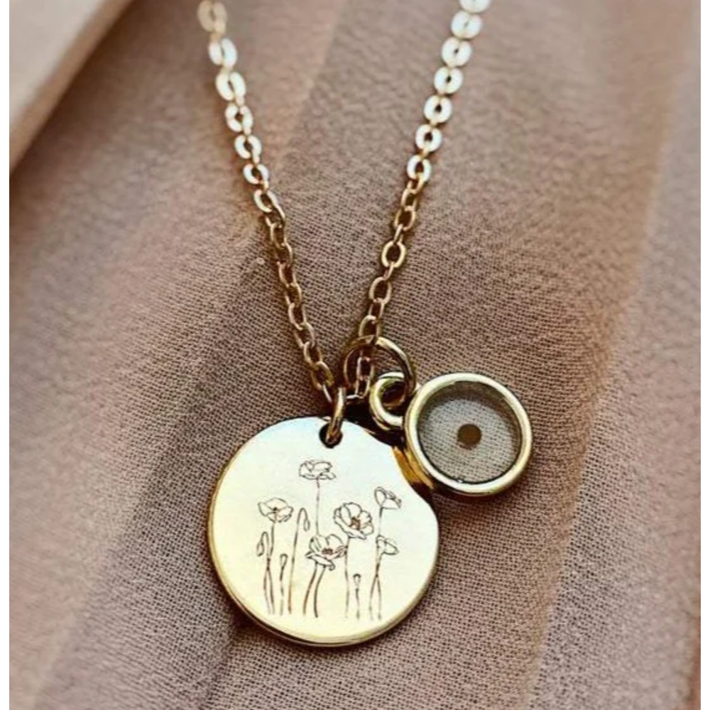 Mustard Seed and Poppy Necklace,  Mustard Seed and Poppy Necklace