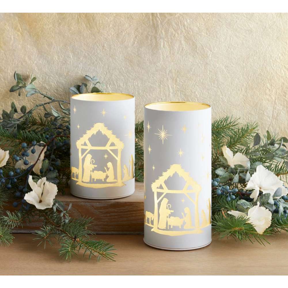 Light-up Etched Nativity Jar, , large image number 1