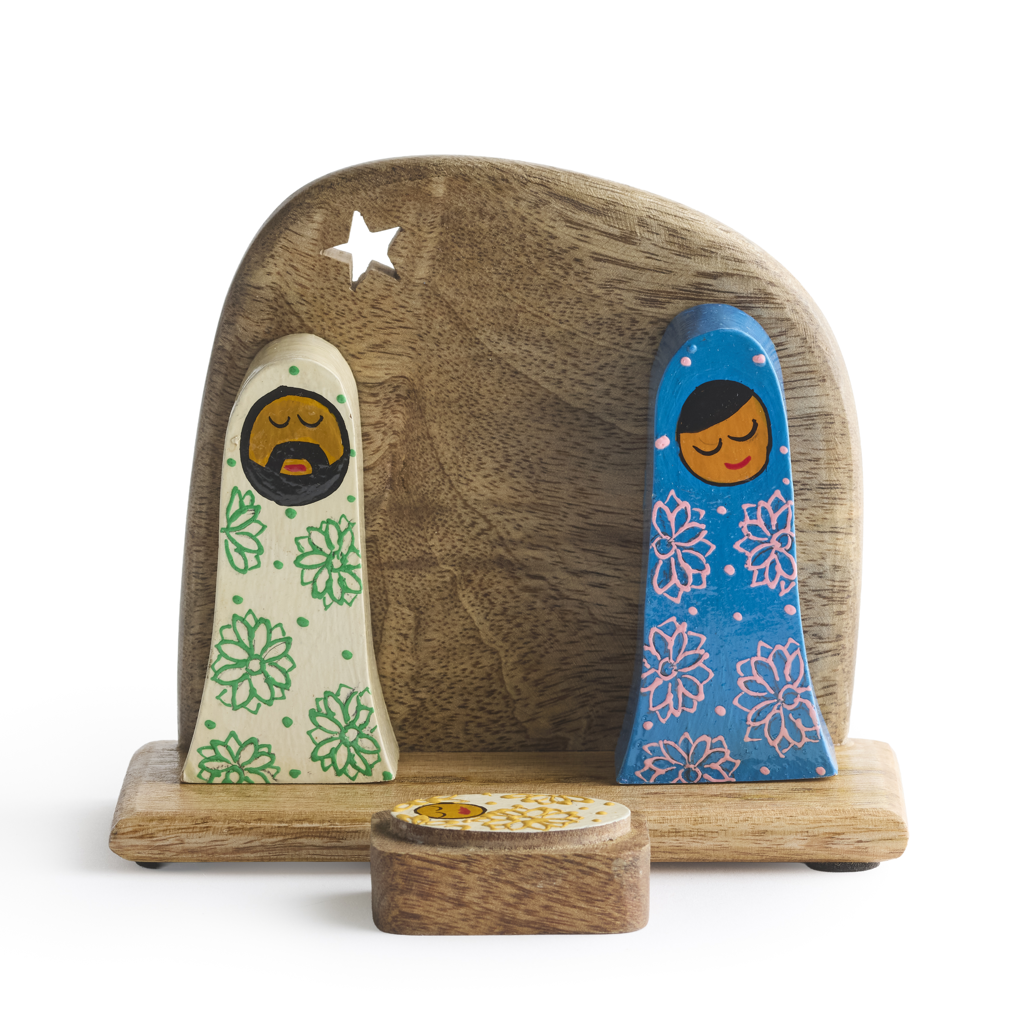 India Holy Family Mango Wood Nativity, , large image number 2