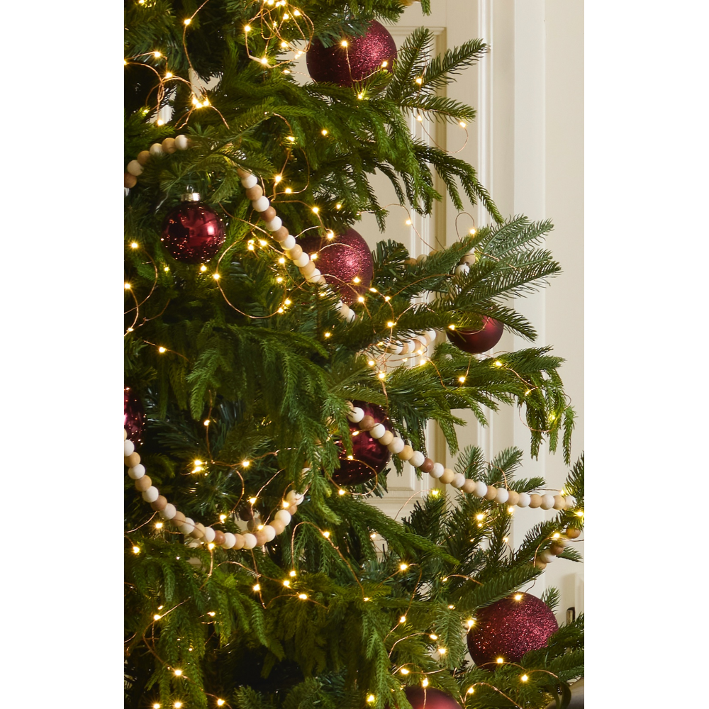 Natural and White Wood Beaded Garland, , large image number 1