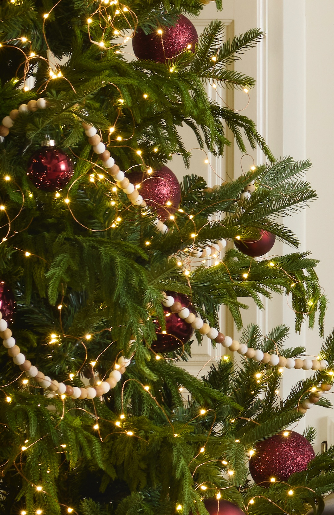 Natural and White Wood Beaded Garland, , large image number 1