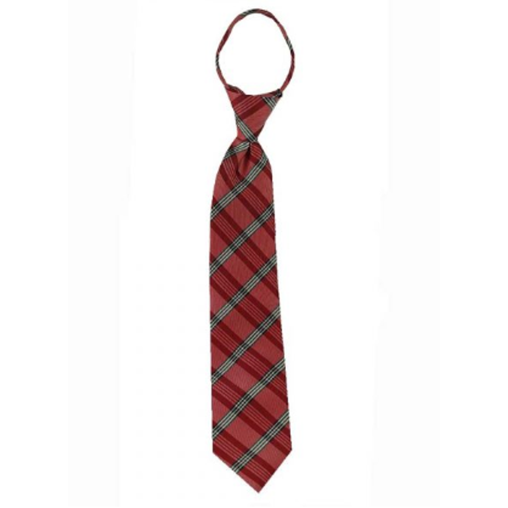 Boys' Red/Black Plaid Zipper Necktie,  Boys' Red/Black Plaid Zipper Necktie