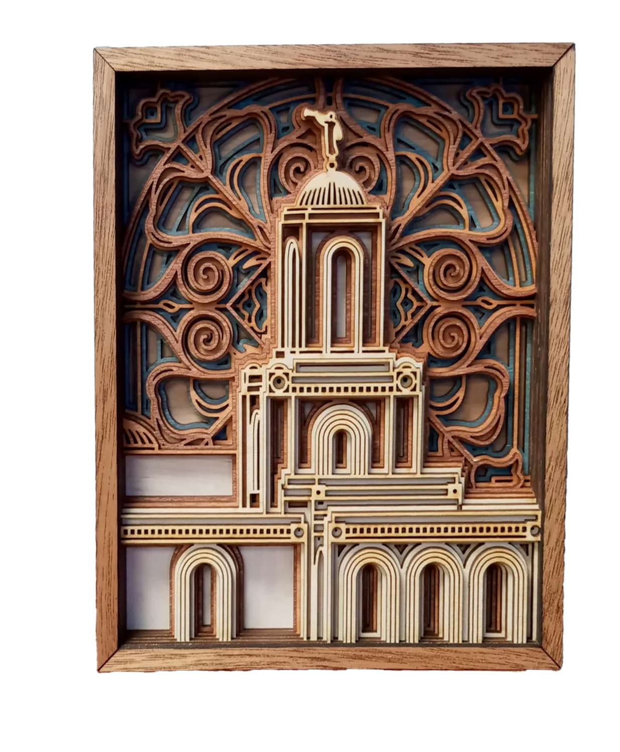 Newport Beach California Temple Layered Wood Plaque