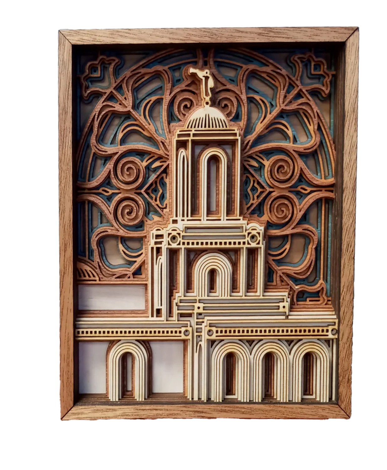 Newport Beach California Temple Layered Wood Plaque