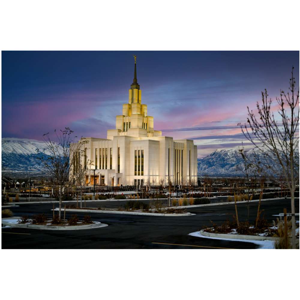 Saratoga Springs Temple at Dusk (24x36 Framed Canvas Wrap)