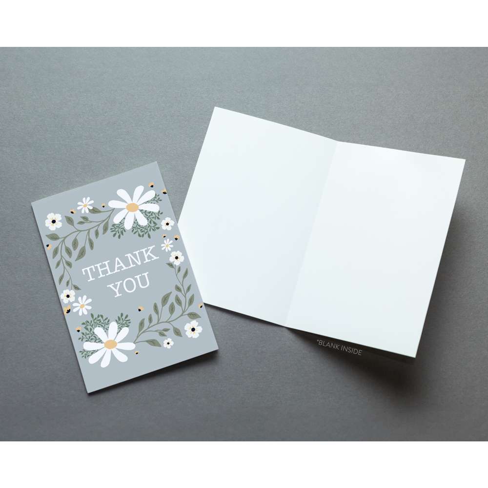 Thank You Blue Floral Greeting Card