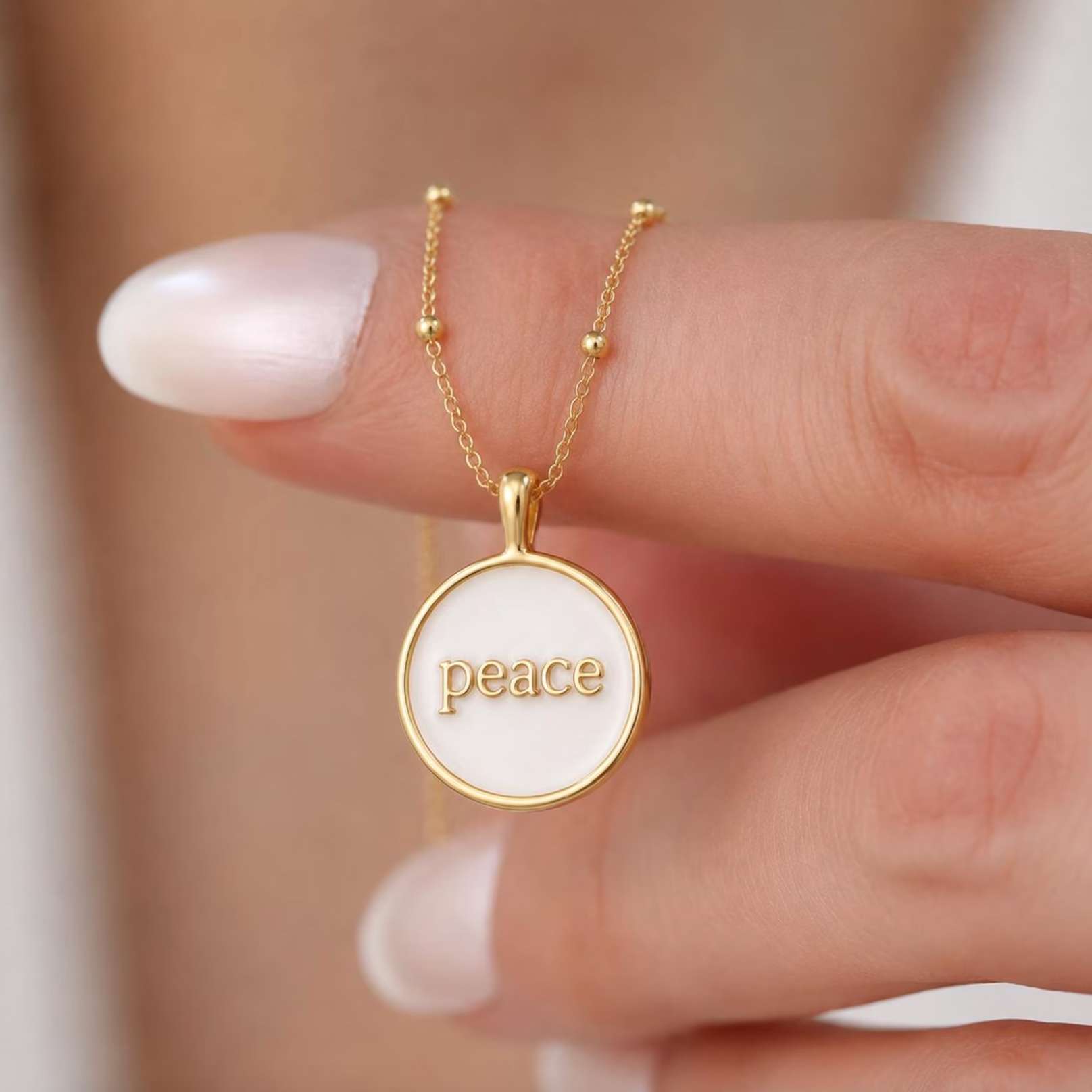 Peace Enamel Necklace, , large