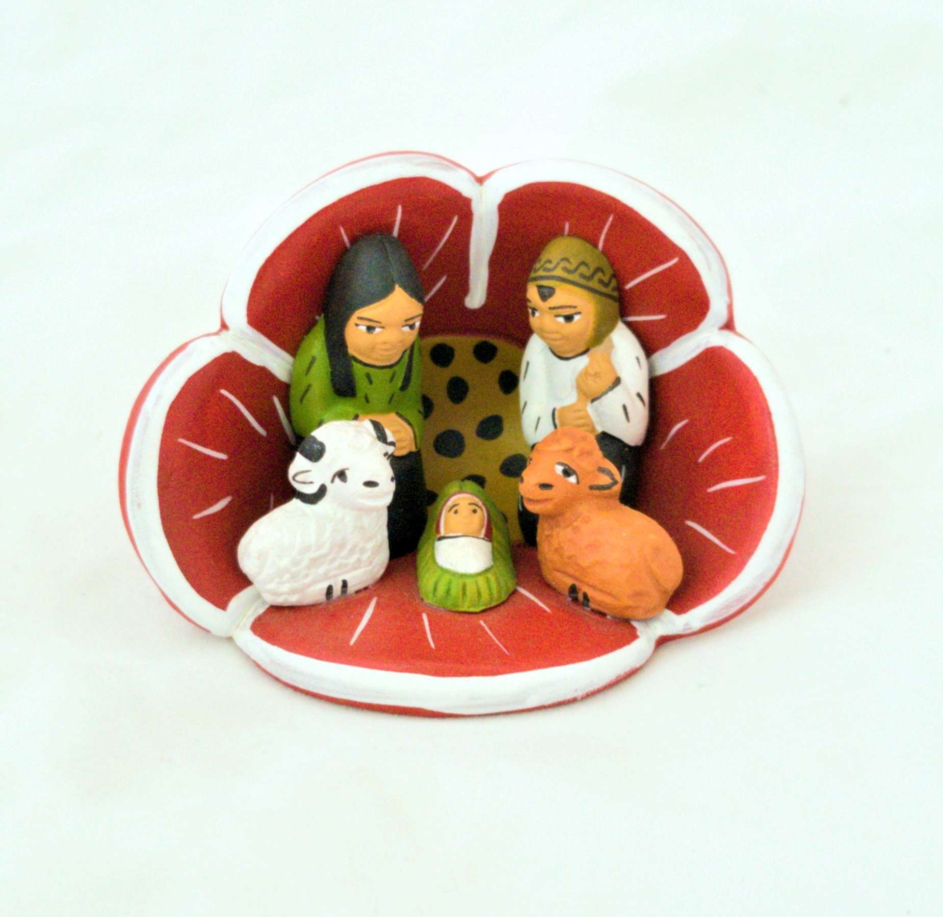 Peruvian Red Flower Ceramic Nativity, , large image number 1