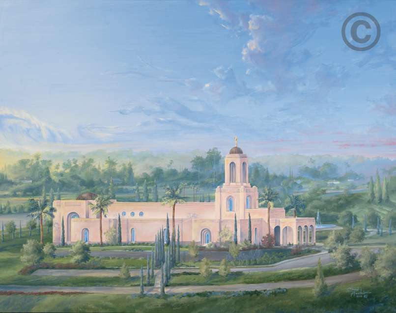 Newport Temple Color Sketch - 5x7 Print