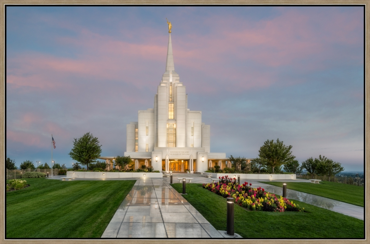 Covenant Path Temple: Rexburg Idaho Temple (30x41 Framed Art)
