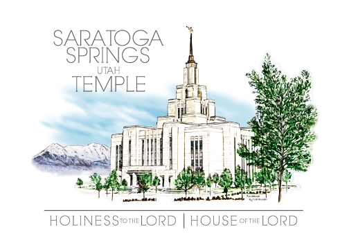 Saratoga Springs Temple Watercolor Print