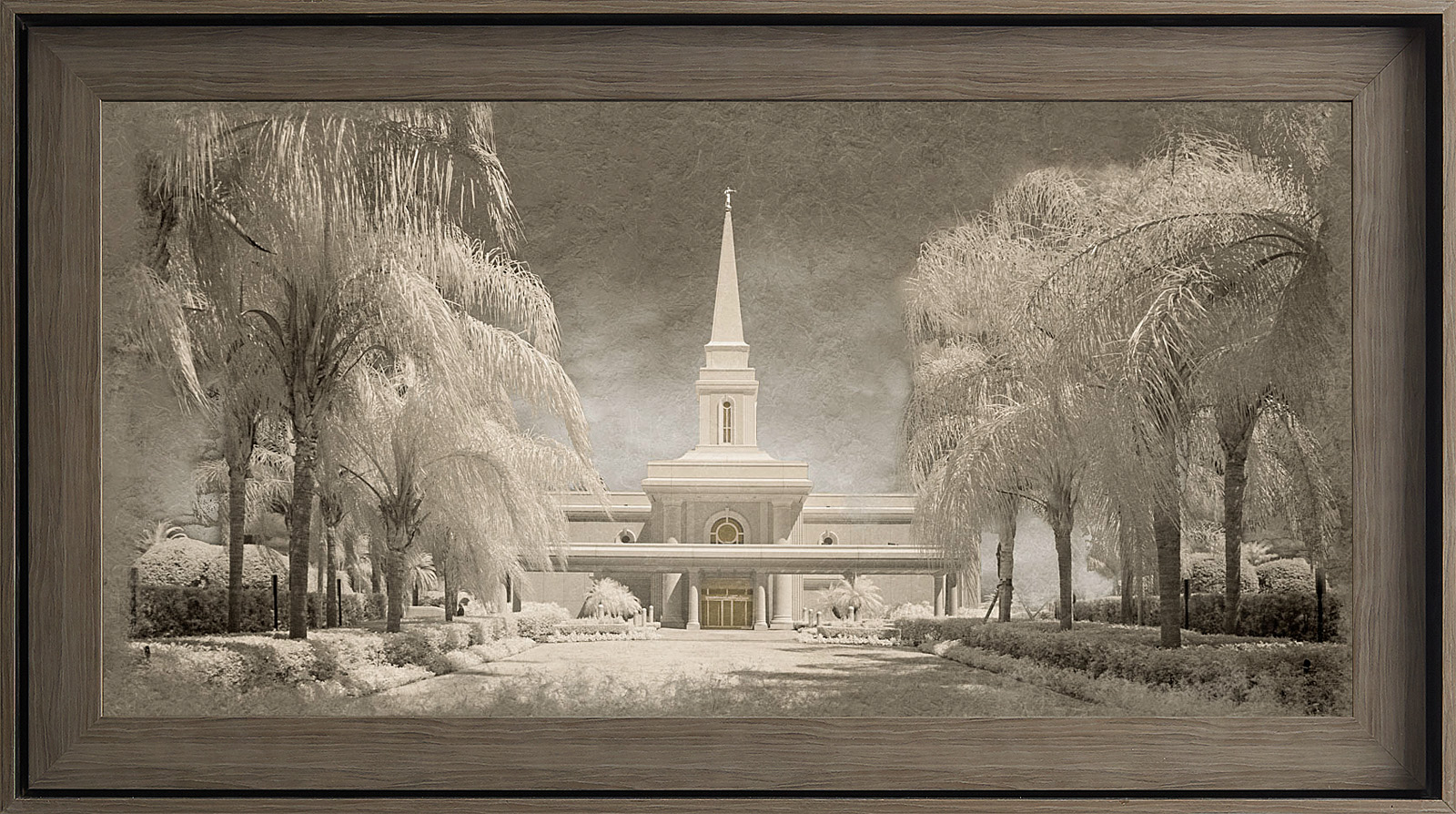 Orlando Florida Temple, Gray Wood (22x39 Framed Textured Paper)