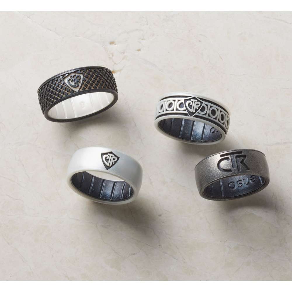 Silicone Two Tone Platinum and Black Pearl CTR Ring, , large image number 2
