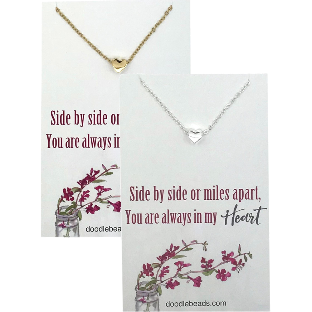 Side by Side or Miles Apart Heart Necklace