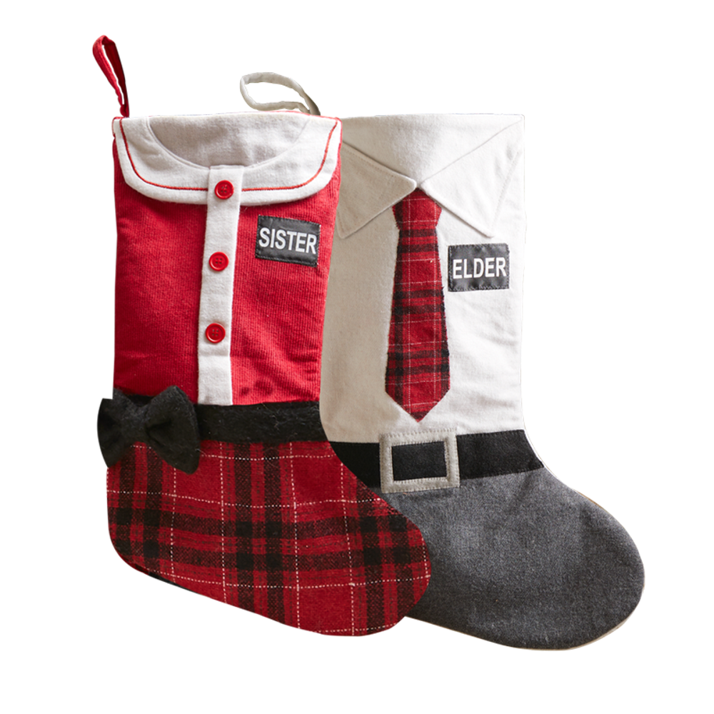 Red Plaid Wool Missionary Stocking,  Red Plaid Wool Missionary Stocking