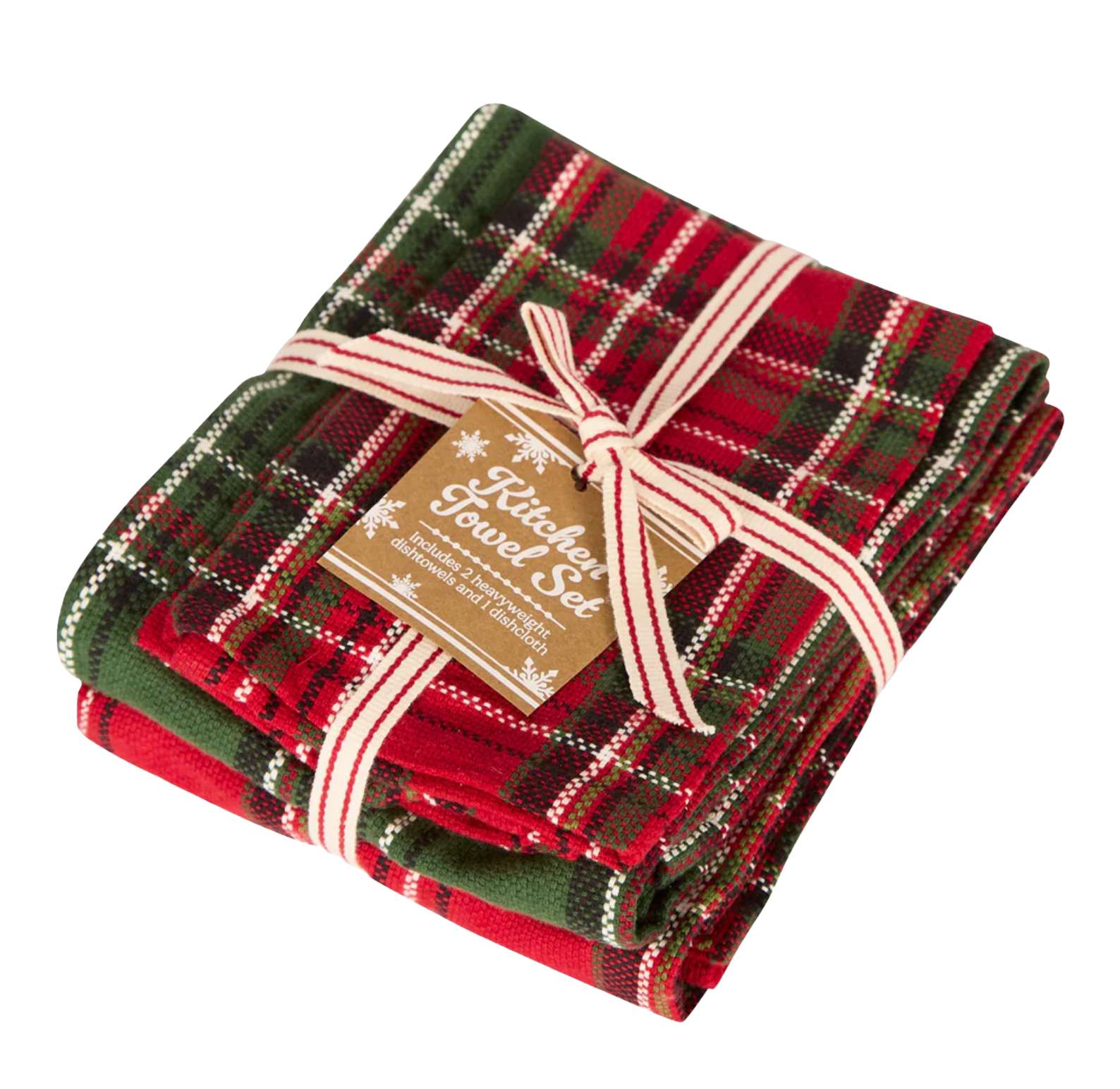 Boughs of Holly Plaid Kitchen Towel Set