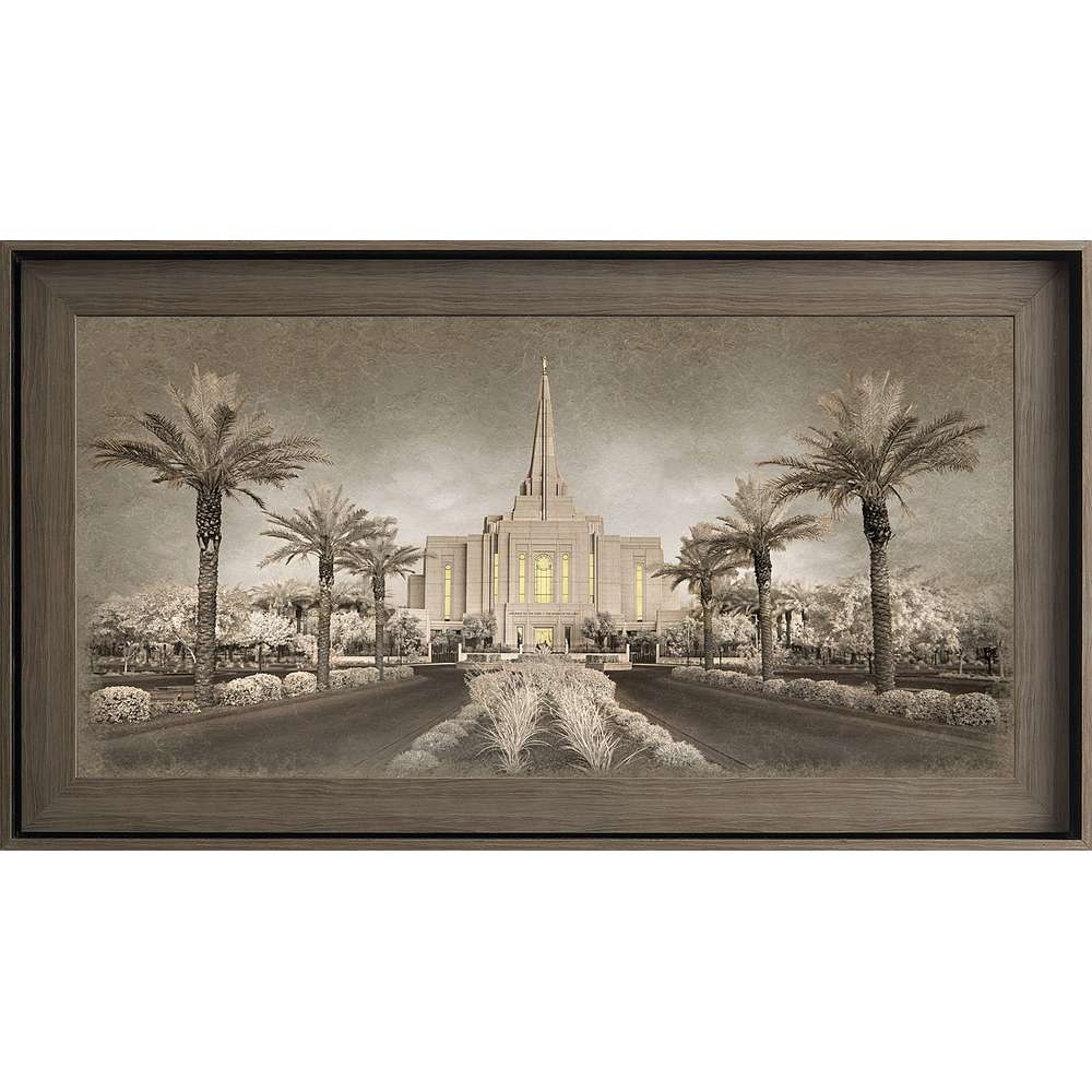 Gilbert Arizona Temple, Gray Wood (22x39 Framed Textured Paper), , large image number 0