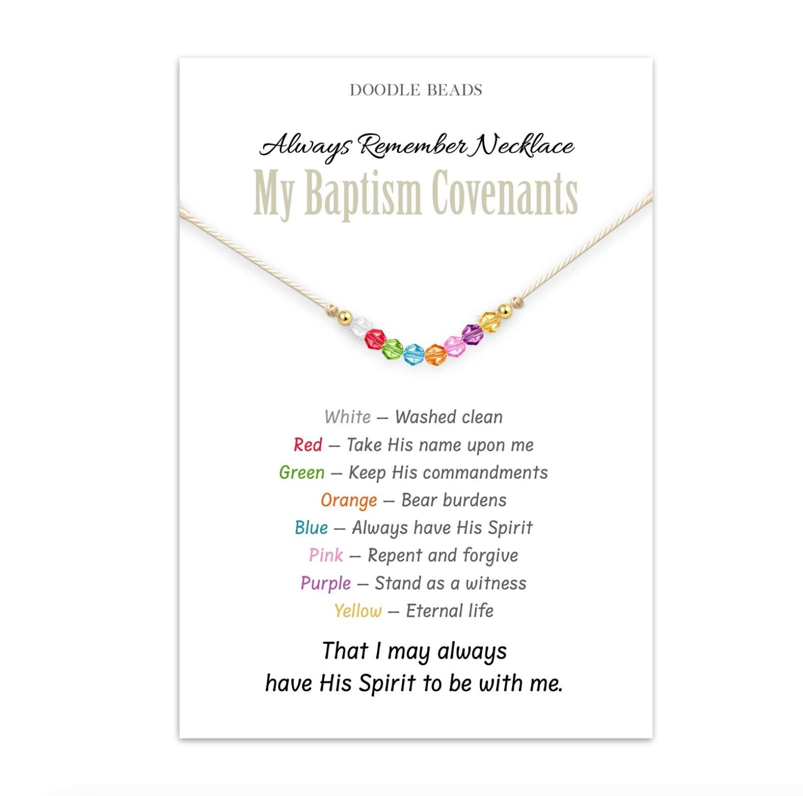 Always Remember Baptismal Covenants Beaded Necklace