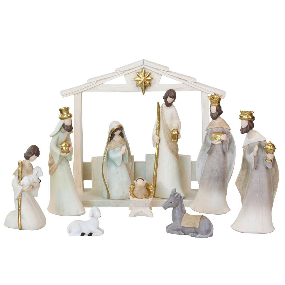 Golden Holy Night Resin Nativity, , large image number 0