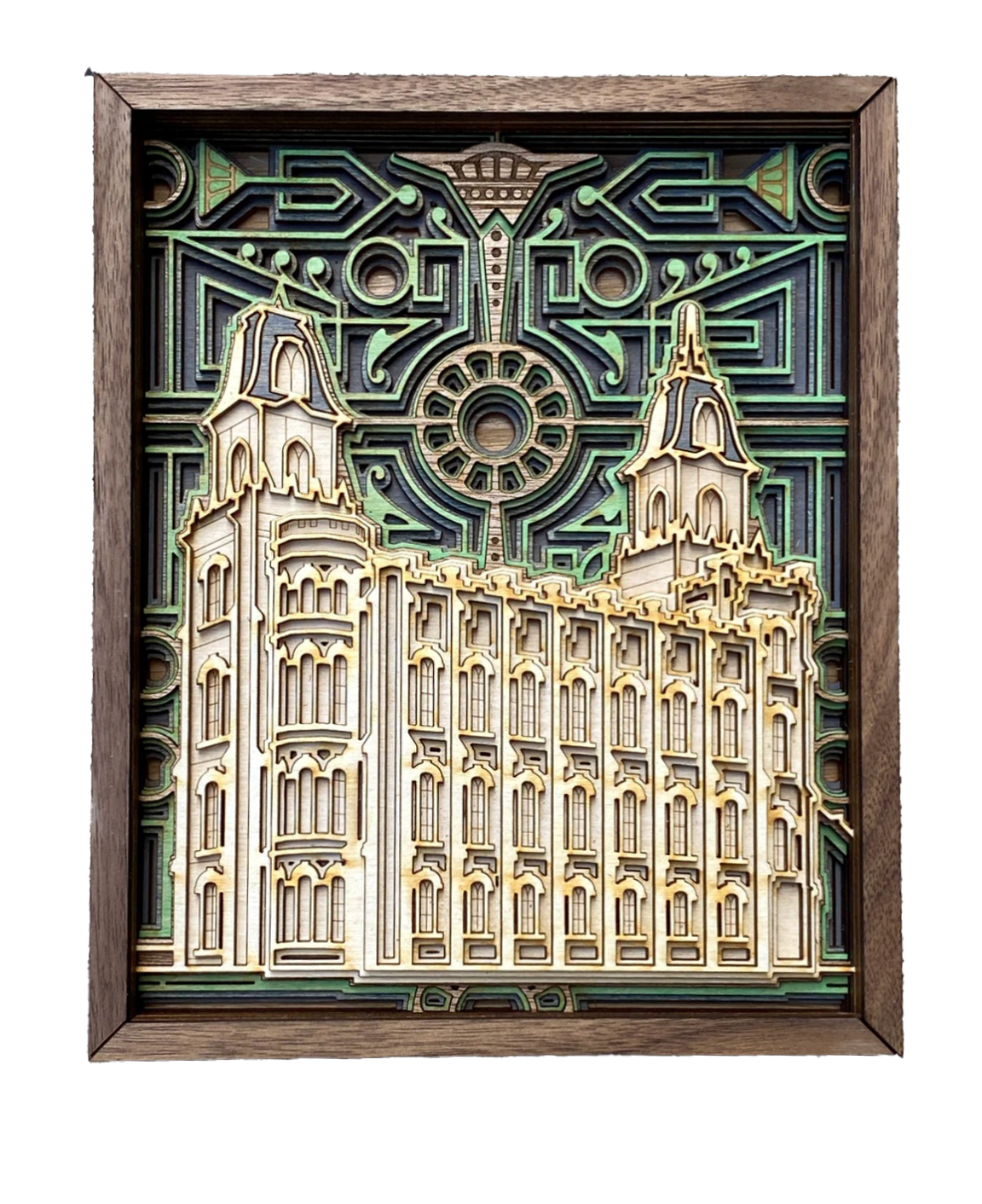 Manti Utah Temple Layered Wood Plaque